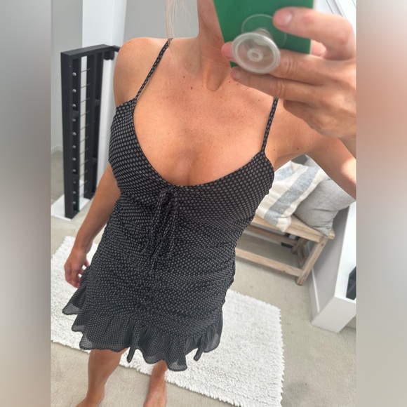 Storia black & white ruffle polka dot mini dress wedding formal event summer S - Picture 5 of 13